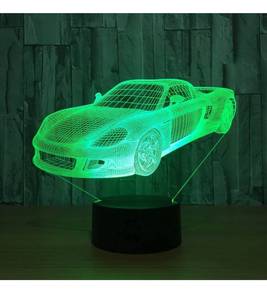 lot 11385 image: Cirkooh Sports Car Shape 3D Optical Illusion Lamp 7 Colors Change Remote Control and Touch Button LED Night Light Gifts Toys