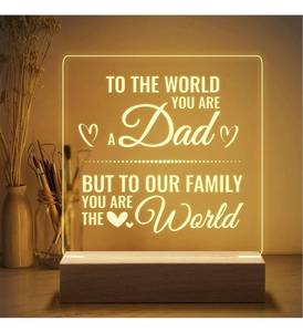 lot 11390 image: Dad Gifts Unique Engraved Night Light Gifts for Dad from Daughter Son 7.2 Inch Acrylic USB Low Power Light Lamp Fathers Day Birthday Gifts for Dad