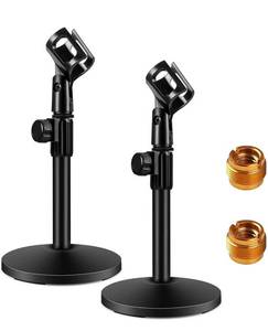 lot 11392 image: InnoGear Desktop Microphone Stand, Upgraded Adjustable Table Mic Stand with Mic Clip and 58 Male to 38 Female Screw for Blue Yeti Snowball Spark & Other Microphone, Pack of 2