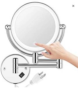 lot 12194 image: AMZNEVO Wall Mounted Makeup Mirror LED Lighted Touch Button Stepless Adjustable Light