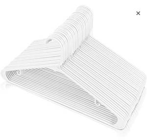 lot 12204 image: Utopia Home Plastic Hangers 50 Pack - Clothes Hanger with Hooks - Lightweight & Space Saving Plastic Hangers - Durable, Slim & Sleek White Hangers