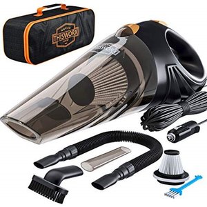 lot 12205 image: ThisWorx Portable Car Vacuum Cleaner w 16 Foot Cable - 12V (Black)