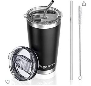 lot 14957 image: Daymoo Tumbler With Lid and Straw - 20oz,Vacuum Stainless Steel Insulated Tumbler Cup (Black)
