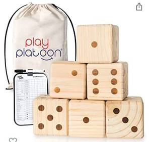 lot 14959 image: Play Platoon Lawn Dice - Giant Wooden Yard Dice Game for Playing Endless Outdoor Games