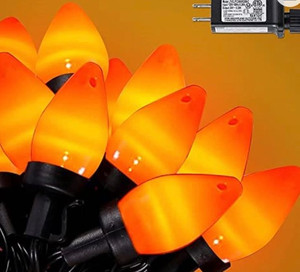 lot 14970 image: Lot Of 3 Hayata C7 Halloween Strawberry String Lights - 50 Led 24Ft Orange Light with 30v Plug in