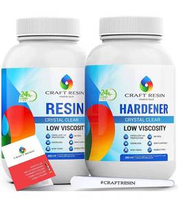 lot 11407 image: CRAFT RESIN Epoxy Resin Kit - Crystal Clear Resin & Hardener for Jewelry, Countertop, Crafts, & Art Resin Molds - Food Safe, Self Leveling with Gloss, UV & Heat Resistant, No Bubble & Yellowing 17oz Bottles