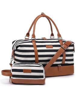 lot 11413 image: Weekender Bags for Women LOVEVOOK Canvas Overnight Bag Travel Bags for Women Carry on Weekend Duffel Bag Shoe Compartment