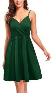 lot 11423 image: VOTEPRETTY Womens V-Neck Spaghetti Strap Dress Summer Casual Swing Sundress with Pockets Size M