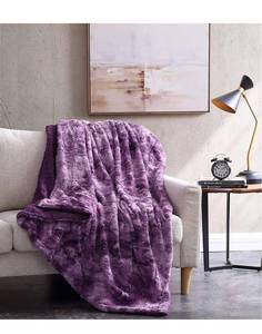lot 11429 image: Chezmoi Collection Soft Fuzzy Faux Fur Throw Blanket - Fluffy Warm Cozy Lightweight Reversible Purple Wolf Fur Plush Sherpa Blanket, King 108 x 90