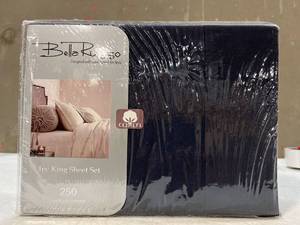 lot 11430 image: Bella Russo Cotton Percale 250 Thread Count King Sheet Set - Black