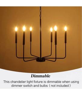 lot 11431 image: Farmhouse Chandelier Light Fixtures Ceiling Hanging 6 Lights Modern Candle Matte Black Ceiling Light Fixture, 26in Industrial Rustic Chandeliers for Dining Room Kitchen Island Living Room Foyer