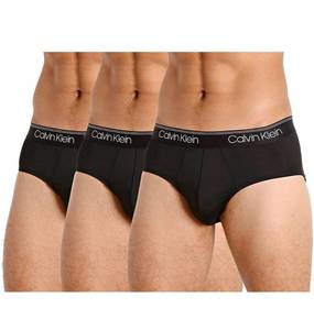 lot 11438 image: Calvin Klein Mens Underwear Micro Plus 3 Pack Hip Briefs, Black  Grey Sky  Grey Heather, L