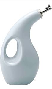 lot 12207 image: Rachael Ray Solid Glaze Ceramics EVOO Olive Oil Bottle Dispenser with Spout, 24 Ounce, Sky Blue