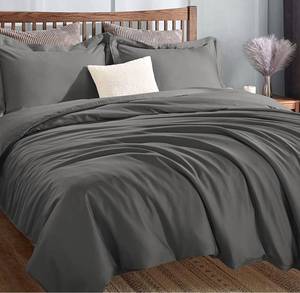 lot 12218 image: CozyLux 100% Bamboo Duvet Cover Set Queen Size Dark Grey 3PCS 300TC Luxury Comforter Cover 90 x 90, Oeko-Tex Cooling Bamboo Duvet Covers with Zipper Closure and Corner Ties, Dark Gray