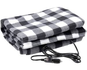 lot 12221 image: Stalwart - Electric Car Blanket- Heated 12 Volt Fleece Travel Throw for Car and RV-Great for Cold Weather, Tailgating, and Emergency Kits by Stalwart-BLACKWHITE 59 (L) x 43 (W)