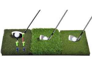 lot 12234 image: Golf Hitting Mat, Turf Grass 3-in-1 Collapsible Chipping Mat with Tees, Launch Pad for Backyard, Practice Putting Green Training Aids, Indoor  Outdoor 12 x 25