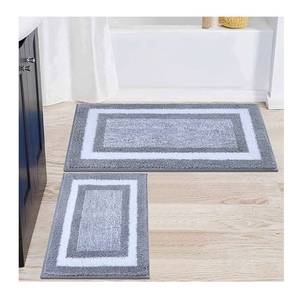 lot 12240 image: Colorxy Bathroom Rugs and Mats Sets, 2 Pcs Ultra Soft Microfiber Bath Mat, Non Slip Machine Washable and Water Absorbent 20x32 &amp 17x24 - GreyWhite