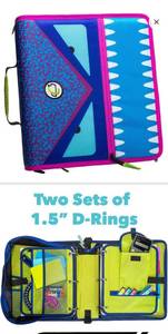 lot 12251 image: Case it Dual Monster Eye Zipper Binder, 2 Sets of Rings, Included Pencil Pouch, Purple, DUAL-101-ME-PUR