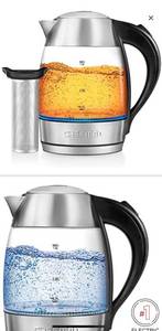 lot 12280 image: Chefman 1.8L Digital Electric Glass Kettle w Rapid-Boiling & 7 Presets for Precise Temperature, Stainless Steel Tea Infuser Included, Advanced Digital Control