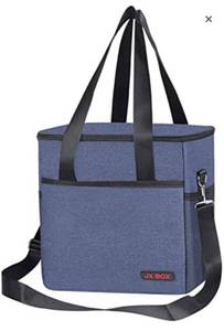 lot 12285 image: Insulated Lunch Bag for Men Women, Leakproof Lunch Box for Work School Picnic Hiking Beach, Reusable Lunch Cooler Tot with Zipper, Pockets & Adjustable Shoulder Strap (Navy, Large 16L)