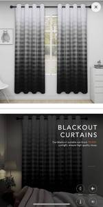 lot 12289 image: Easy-Going Premium Blackout Curtains, Gradient Checkered Printed Sun Light Blocking Curtain Drapes for Bedroom, Noise Reduction Thermal Insulated Grommet Curtain, 2 Panels, 52x84 in, Black