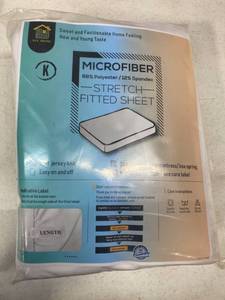 lot 12315 image: King size Microfiber stretch fitted sheet White