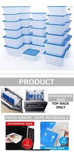 lot 12319 image: YESOON 30 Pack Reusable Freezer Food Storage Containers with Lids 26oz-40oz-70oz Plastic Meal Prep Container Sets Bento Box BPA Free Freezer & Microwaveable & Dishwasher Safe