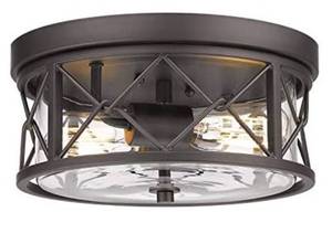 lot 13336 image: Zeyu 2-Light Flush Mount Ceiling Light, 12 Inch Kitchen Light Fixtures Ceiling with Clear Glass Cover