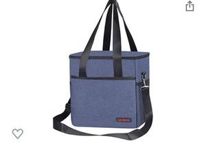 lot 13342 image: Insulated Lunch Bag for Men Women, Leakproof Lunch Box with Zipper, Pockets & Adjustable Shoulder Strap (Navy, Large 16L)