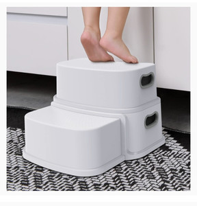 lot 16541 image: Glamore 2 Step Stool for Kids, Toddler Step Stool, Kids Step Stool for Potty Training, Bathroom Toilet Stool, Slip Resistant, Dual Height 4.5- 9.4, Dual Width 5- 6, White 1 Pack