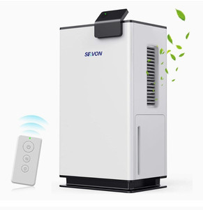 lot 16544 image: SEAVON 68oz Dehumidifiers for Home with Remote Controller, Ultra Quiet Dehumidifier for 560 sq ft, 2 Speed Modes, Breath Light Mode, Auto-Off, Perfect for Living Room, Bedroom, Bathroom, Basement, Kitchen, Closet, RV
