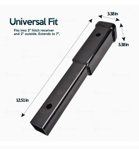 lot 16553 image: Zone Tech Trailer Hitch Receiver Tube Extender - Premium Quality Trailer Hitch Extension Receiver Tube Extenders for 2 Receiver, 7 Length, 3500 lbs with Pin & Clip