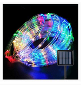 lot 16558 image: Lot Of 2 - YEGUO Solar Rope Lights Outdoor Waterproof LED, 66ft 200 LED Rope Lights Outdoor, PVC Tube Multicolor Fairy String Trampoline Lights for Pool Balcony Tree Garden Yard Fence Deck Party Walkway