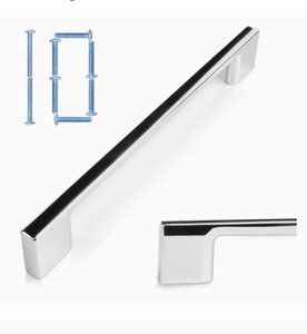 lot 16559 image: KOOFIZO Wide Foot Cabinet Bar Pull - Chrome Modern Solid Handle, 6.3 Inch160mm Screw Spacing, 10-Pack for Kitchen Cupboard Door, Bedroom Dresser Drawer, Bathroom Wardrobe Hardware