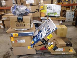 lot 104 image: Toilet Seats, Hose&Reel, RV Screen Door Grille, & More. Miscellaneous Pallet (SOLD AS IS)