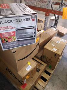 lot 116 image: Black Decker countertop oven, shark Vacuum, 30 under cabinet range hood, & More. Miscellaneous Pallet (SOLD AS IS)
