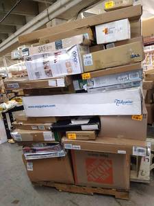 lot 118 image: Wheel Covers, Shoe Storage Box, Advantage Light Fixtures & More. Miscellaneous Pallet (Sold As Is)