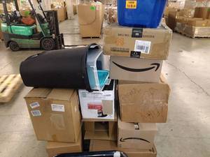 lot 126 image: Food Dehydrator, Trash Can, Storage Container, Tempered Glass Shelves, Balance Mat,& More. Miscellaneous Pallet (Sold As Is)