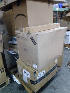 lot 134 image: Miscellaneous Pallet. Pendant Light Fixtures , Honeywell Filter Free, Samsung 27 Monitor & More. (SOLD AS IS)