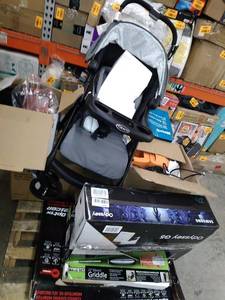 lot 136 image: Miscellaneous Pallet, Graco Car seat, Odyssey Tv, Coffeemaker, Air Fryer & More (SOLD AS IS)