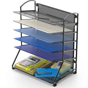 lot 1380 image: 6 Trays Desktop Document Letter Tray Organizer varies from stock photo