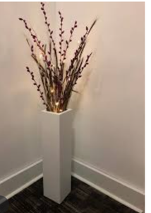 lot 1381 image: pair of square wood white washed vases one has slight damage