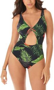 lot 1398 image: Skinny Dippers Womens Swimwear Fiji Ninja Tie Front Soft Cup Reversible One Piece Swimsuit size medium