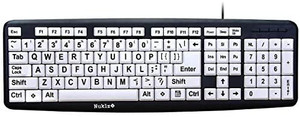 lot 1407 image: Nuklz N Large Print Computer Keyboard  Visually Impaired Keyboard  High Contrast Black and White Keys Makes Typing Easy  Perfect for Seniors and Those Just Learning to Type