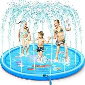 lot 1408 image: Splash Pad, 70�� Sprinkler for Kids Baby Toddler Pool Durable Outdoor Water Play Backyard Splash Play Mat Inflatable Water Toys Sprinkler Pool for Baby Kiddie Pool Outdoor Summer Wedding Swimming Pool