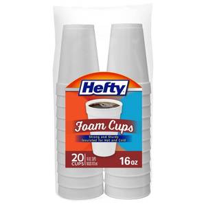 lot 1411 image: case pack of Hefty Beaded Foam Cup - 20ct16oz