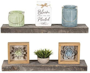 lot 1434 image: Imperative D�cor Floating Shelves Reclaimed Rustic Barnwood Farmhouse Wood Wall Shelf USA Handmade  Set of 2, 36x 5.5 inch