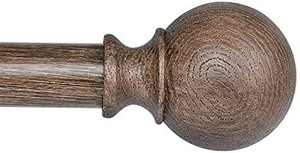 lot 1435 image: BRIOFOX Curtain Rod Set 1 Inch Adjustable 72 to 144 inches, Decorative Drapery Treatment Single Window Curtain Rods, Imitation Wood Grain 1 Pack