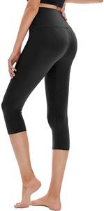lot 8340 image: Black High Waisted Capri Leggings for Women, Buttery Soft Workout Yoga Leggings Size S