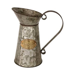 lot 8413 image: Robert Allen 7798242 12 in. Mocha Galvanized Steel Pitcher Planter - 1 each